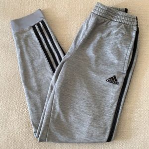 Adidas Boys Heather Grey and Black Stripes Track Pants with pockets